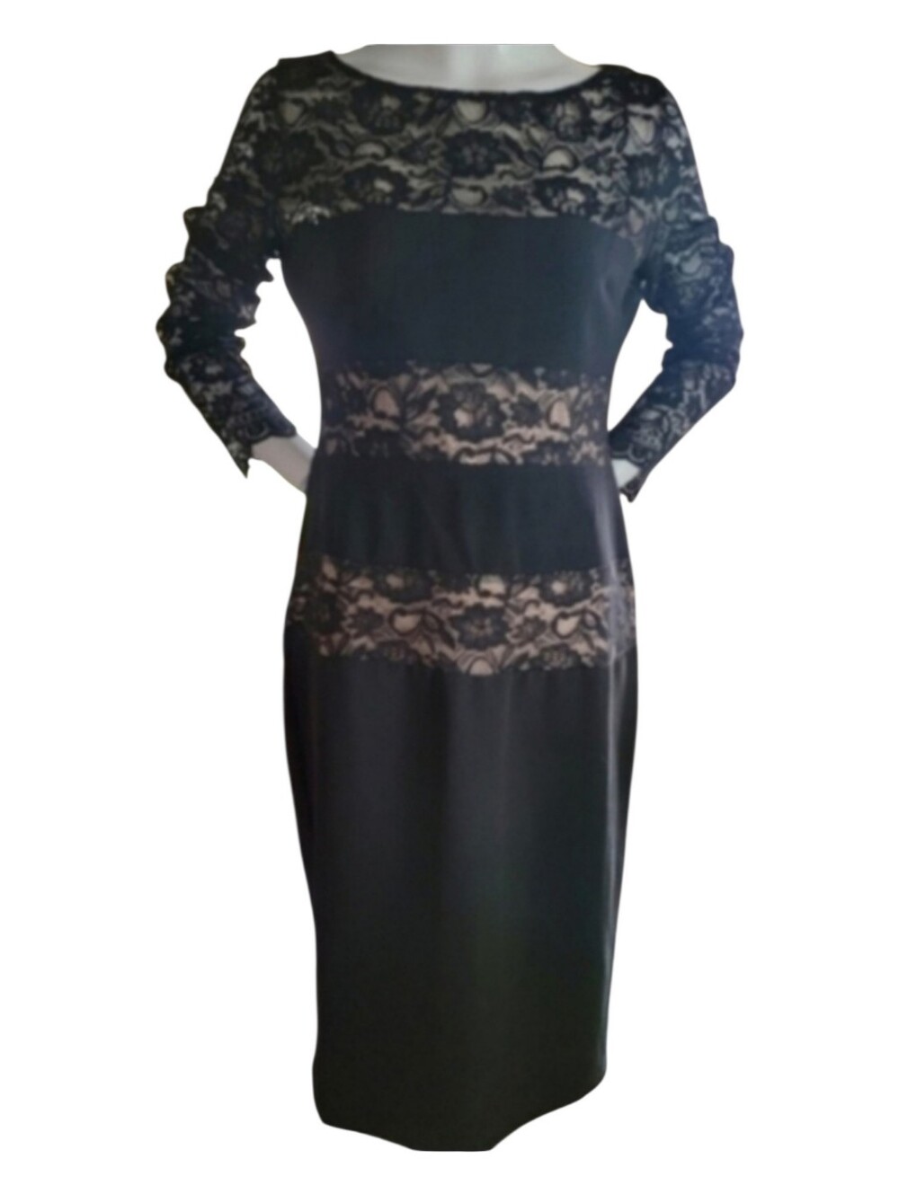 London Times black & tan midi dress size 10 US